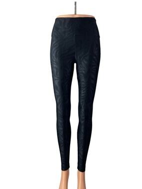 Koral Womens Black Jacquard Textured Yoga Running Athletic Leggings Pants Size S